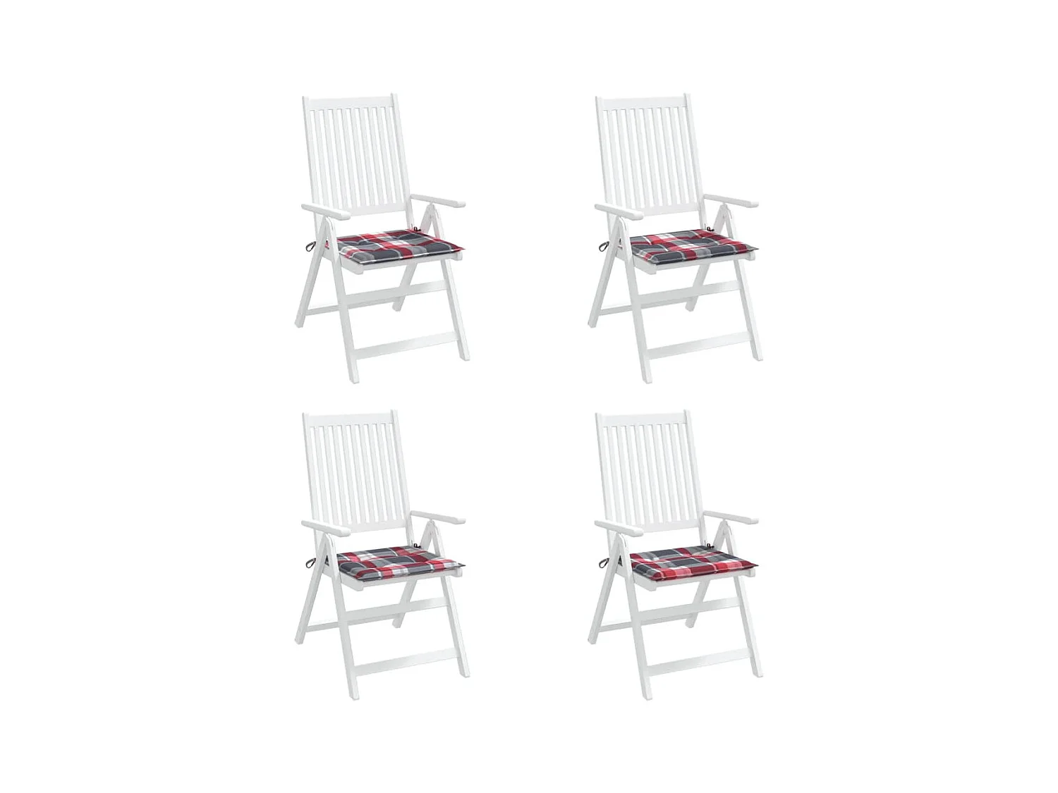 Cojines de silla de jardín 4 uds tela a cuadros rojo 50x50x3 cm ES637172