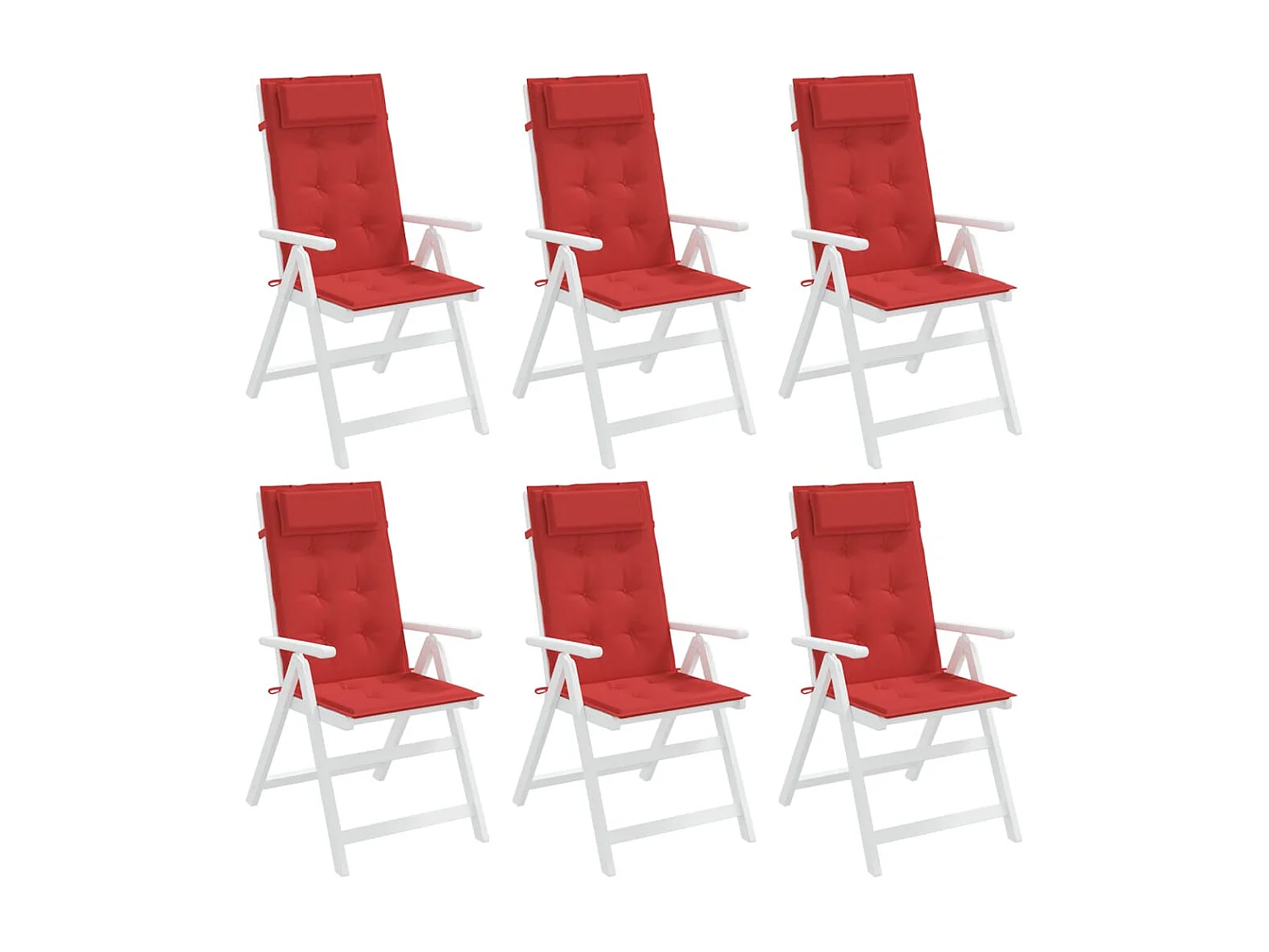 Coussins de chaise à dossier haut Lot de 6 rouge tissu oxford OFR65329