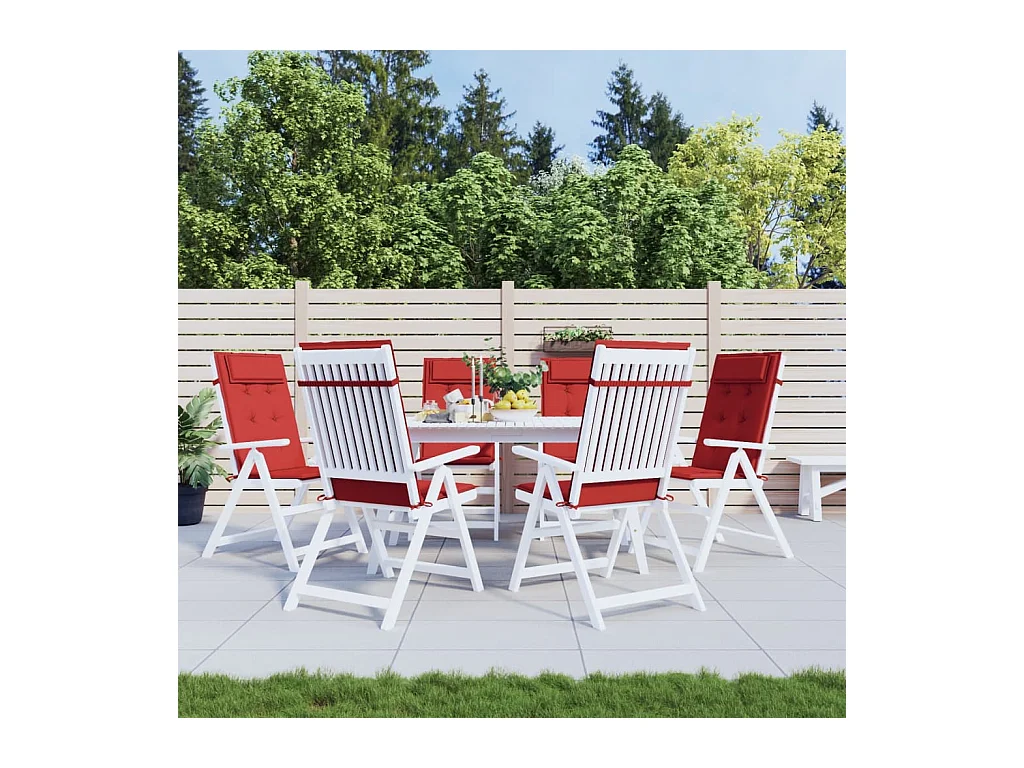 Coussins de chaise à dossier haut Lot de 6 rouge tissu oxford OFR65329
