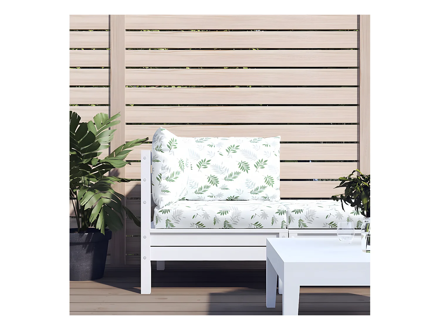 Coussins de palette 3 pcs motif de feuilles tissu Oxford OFR48898