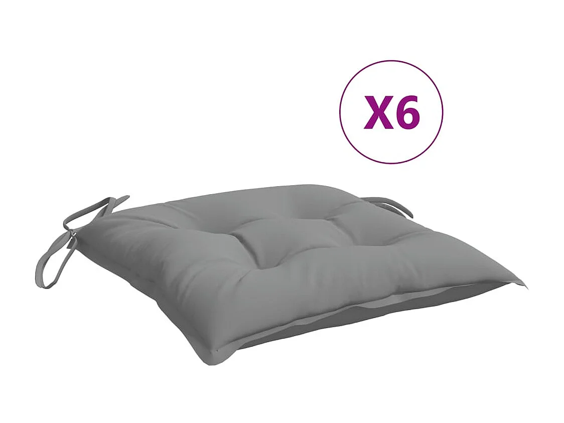 Coussins de chaise 6 pcs gris 40x40x7 cm tissu oxford OFR58035