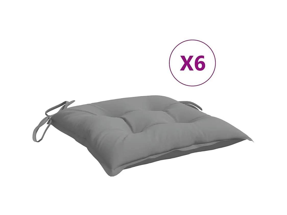 Coussins de chaise 6 pcs gris 40x40x7 cm tissu oxford OFR58035