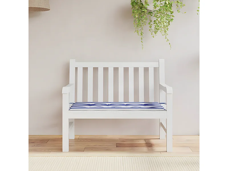 Almofadão p/ banco jardim 100x50x3 cm tecido oxford azul/branco PT441478