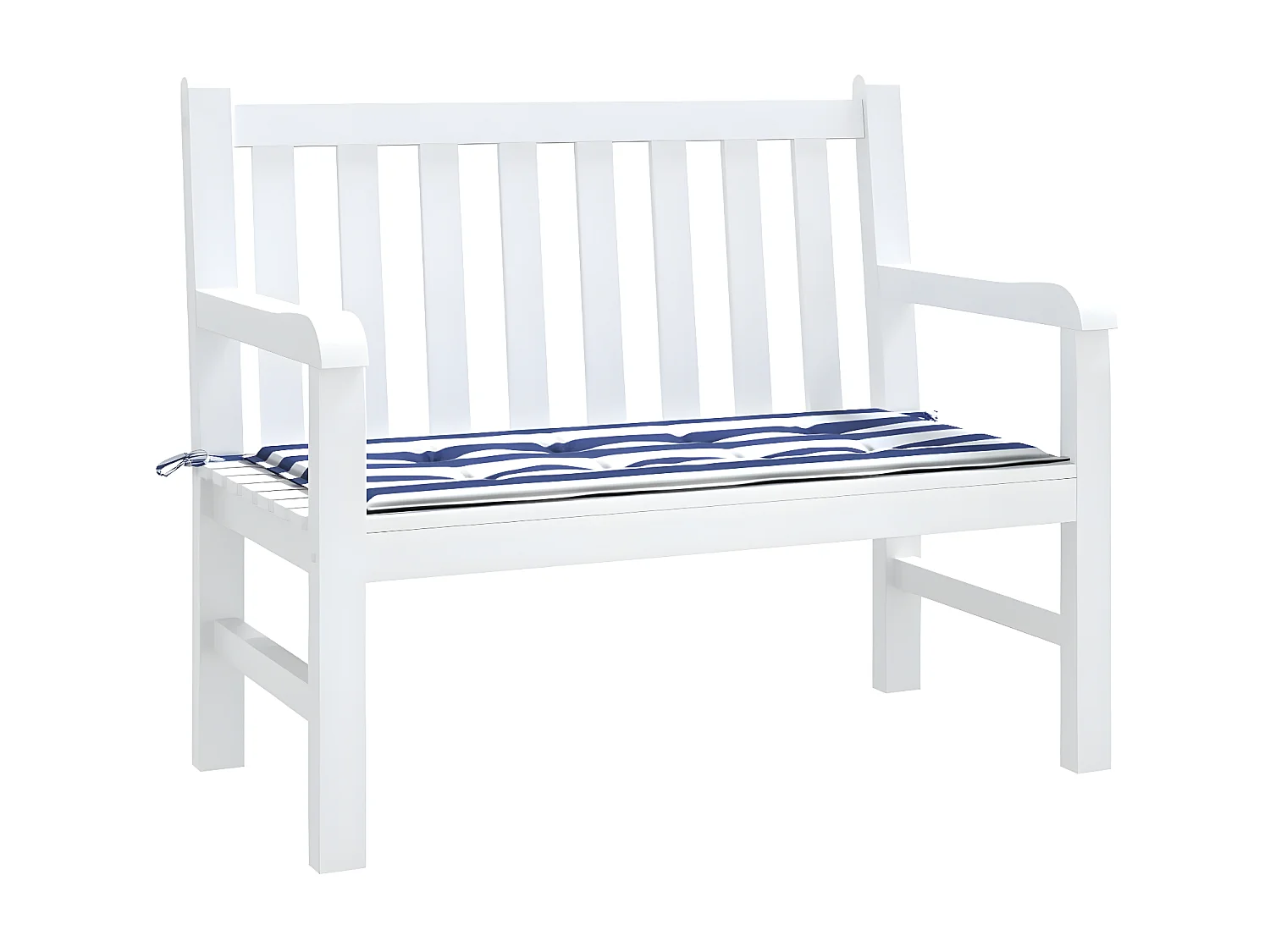 Coussin de banc de jardin rayures bleues et blanches 100x50x3cm OFR70408