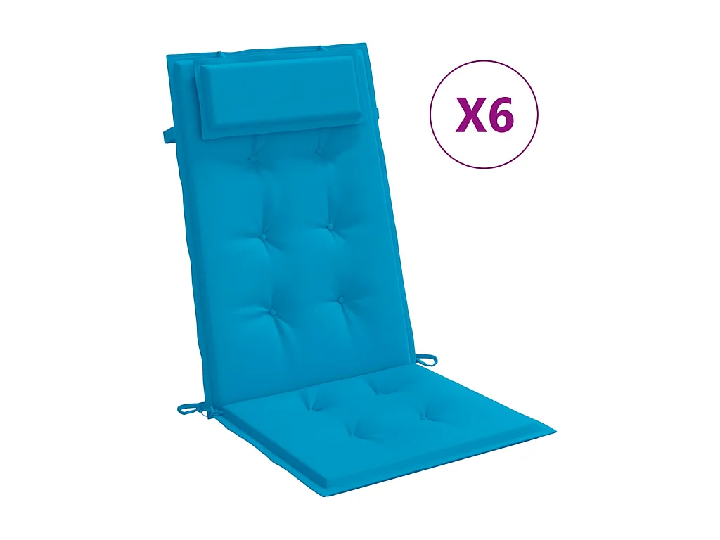 Stoelkussens 6 st hoge rug oxford stof lichtblauw NL421207