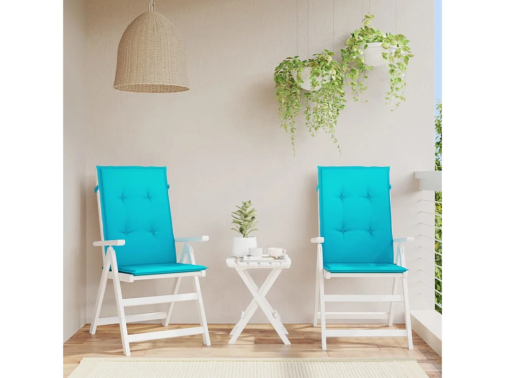 Coussins de chaise à dossier haut 2 pcs turquoise tissu OFR50655