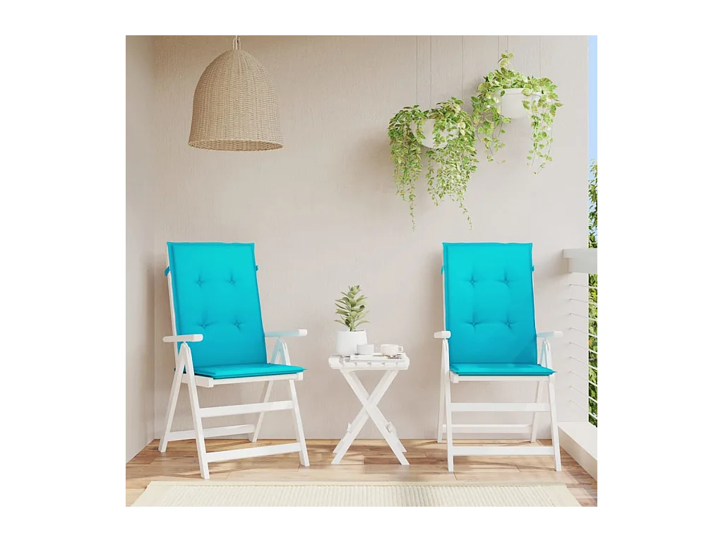 Coussins de chaise à dossier haut 2 pcs turquoise tissu OFR50655