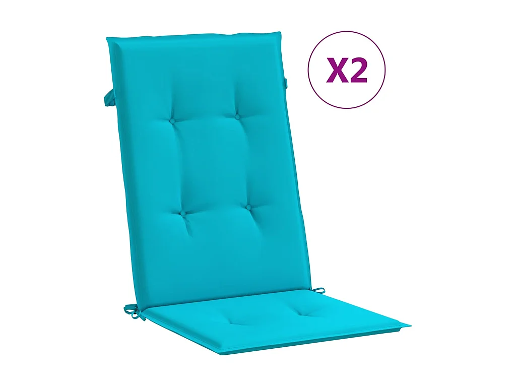 Stoelkussens 2 st hoge rug stof turquoise NL554150