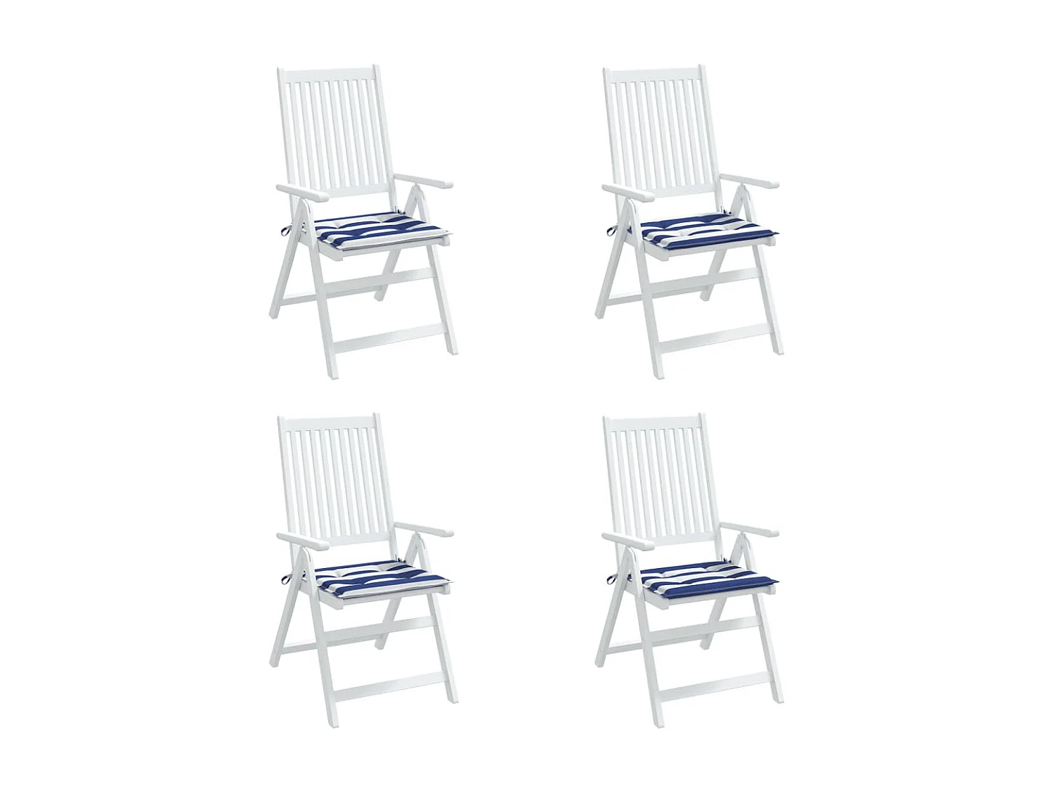 Tuinstoelkussens 4 st gestreept 40x40x3 cm stof wit en blauw NL839616
