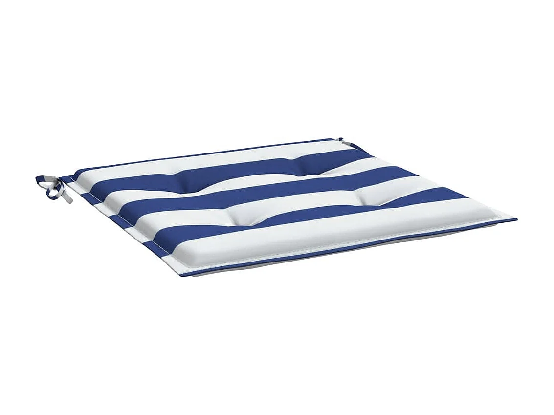 Tuinstoelkussens 4 st gestreept 40x40x3 cm stof wit en blauw NL839616