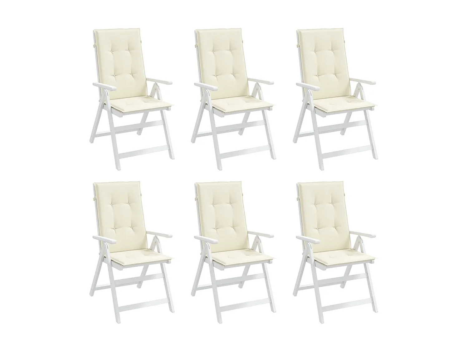 Coussins de chaise de jardin dossier haut Lot de 6 crème tissu OFR92013