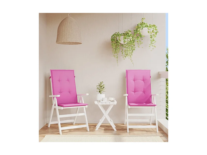 Coussins de chaise de jardin à dossier haut Lot de 2 rose tissu OFR48146