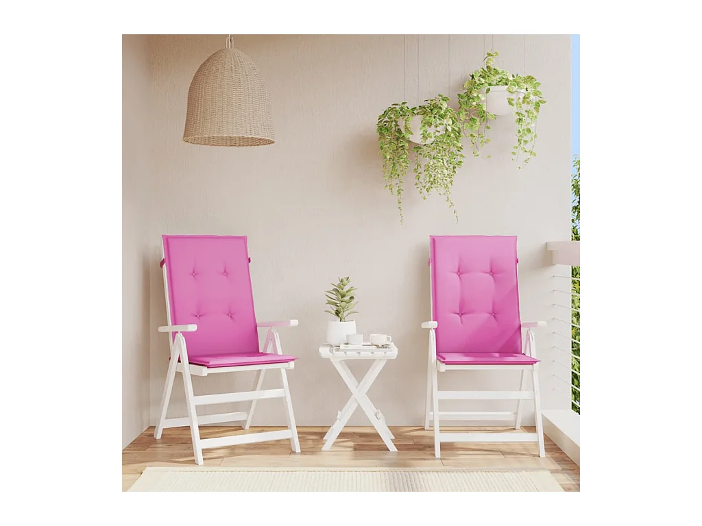 Coussins de chaise de jardin à dossier haut Lot de 2 rose tissu OFR48146