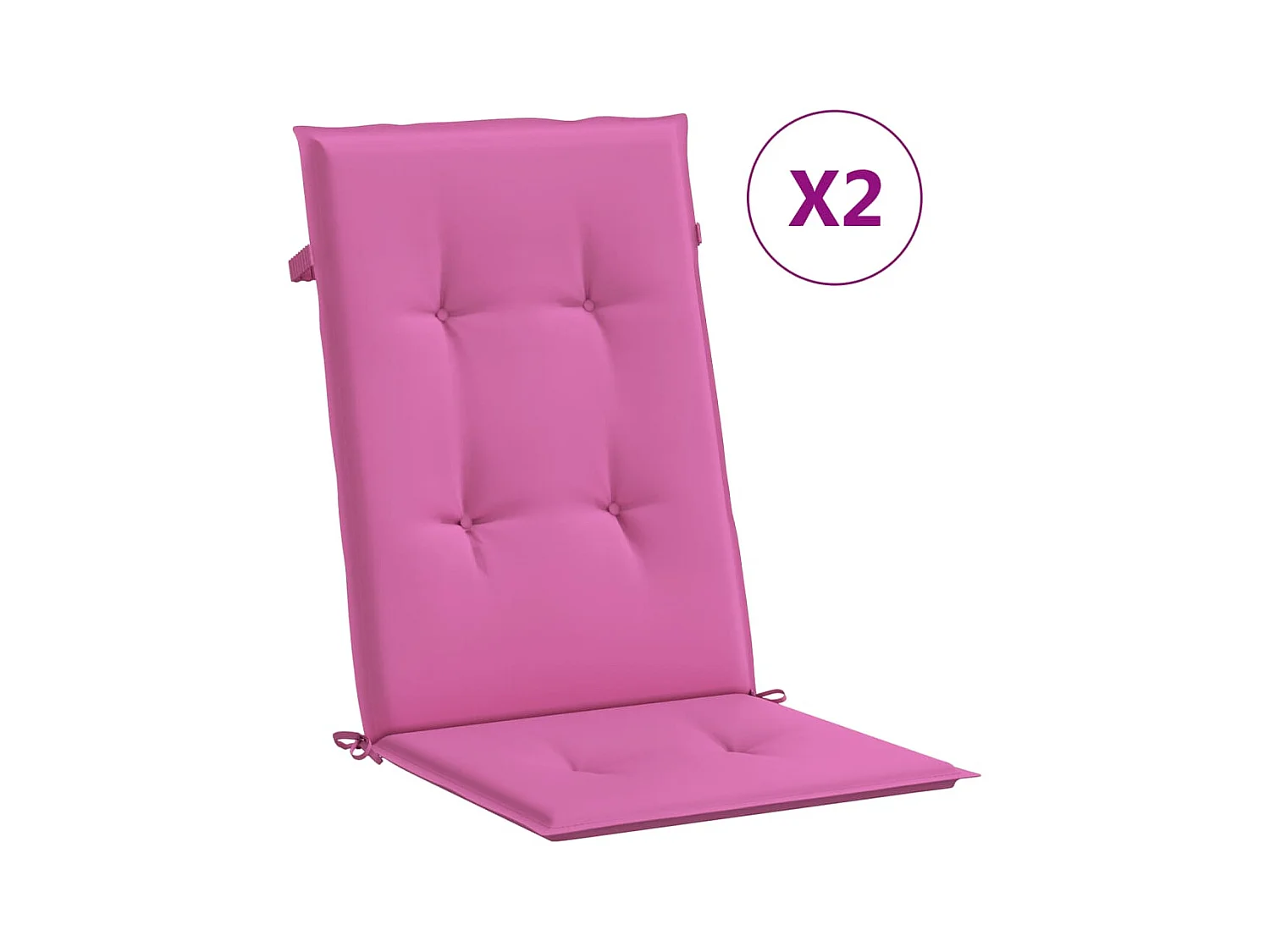 Tuinstoelkussens hoge rugleuning 2 st 120x50x3 cm stof roze NL675205