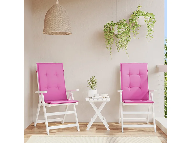 Coussins de chaise de jardin à dossier haut Lot de 2 rose tissu OFR48146