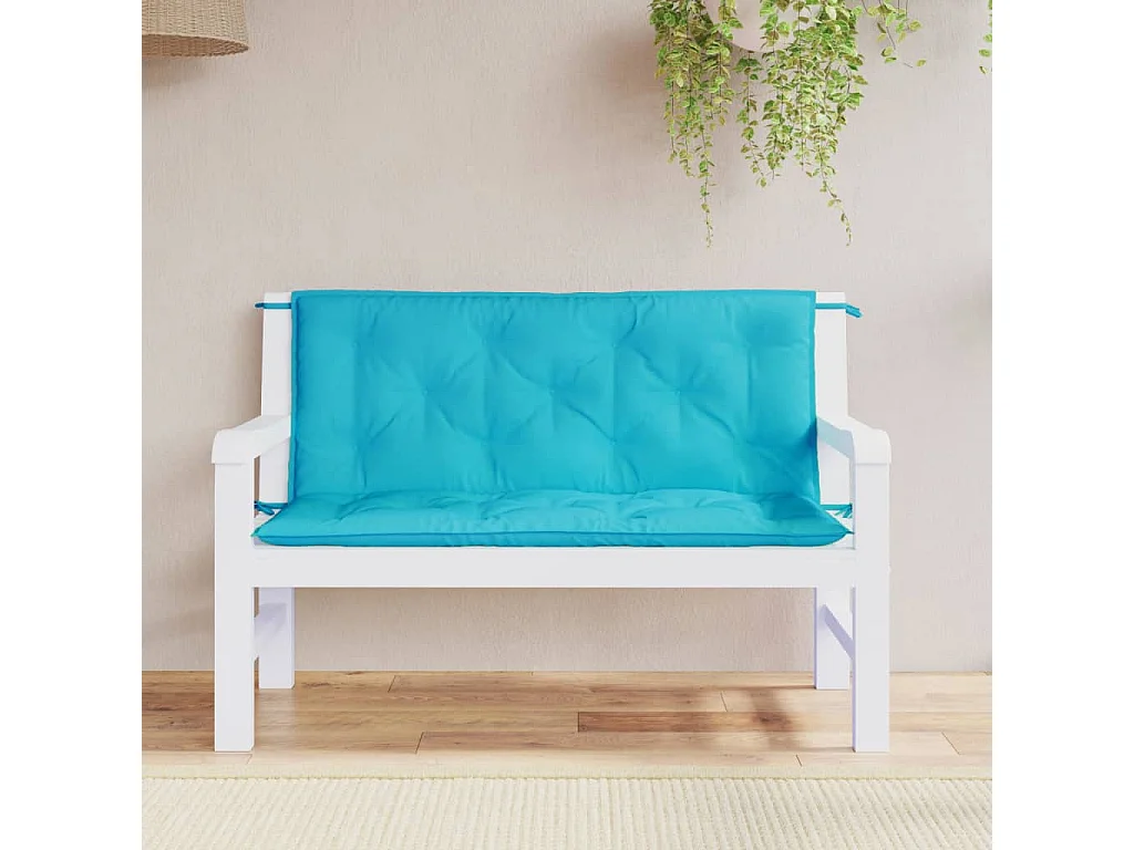 Tuinbankkussens 2 st 120x50x7 cm stof turquoise NL575042