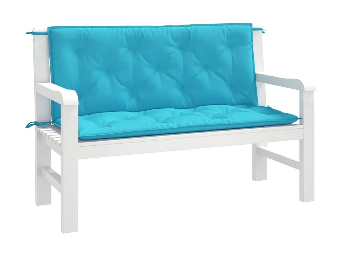 Coussins de banc de jardin Lot de 2 turquoise 120x50x7 cm tissu OFR29775