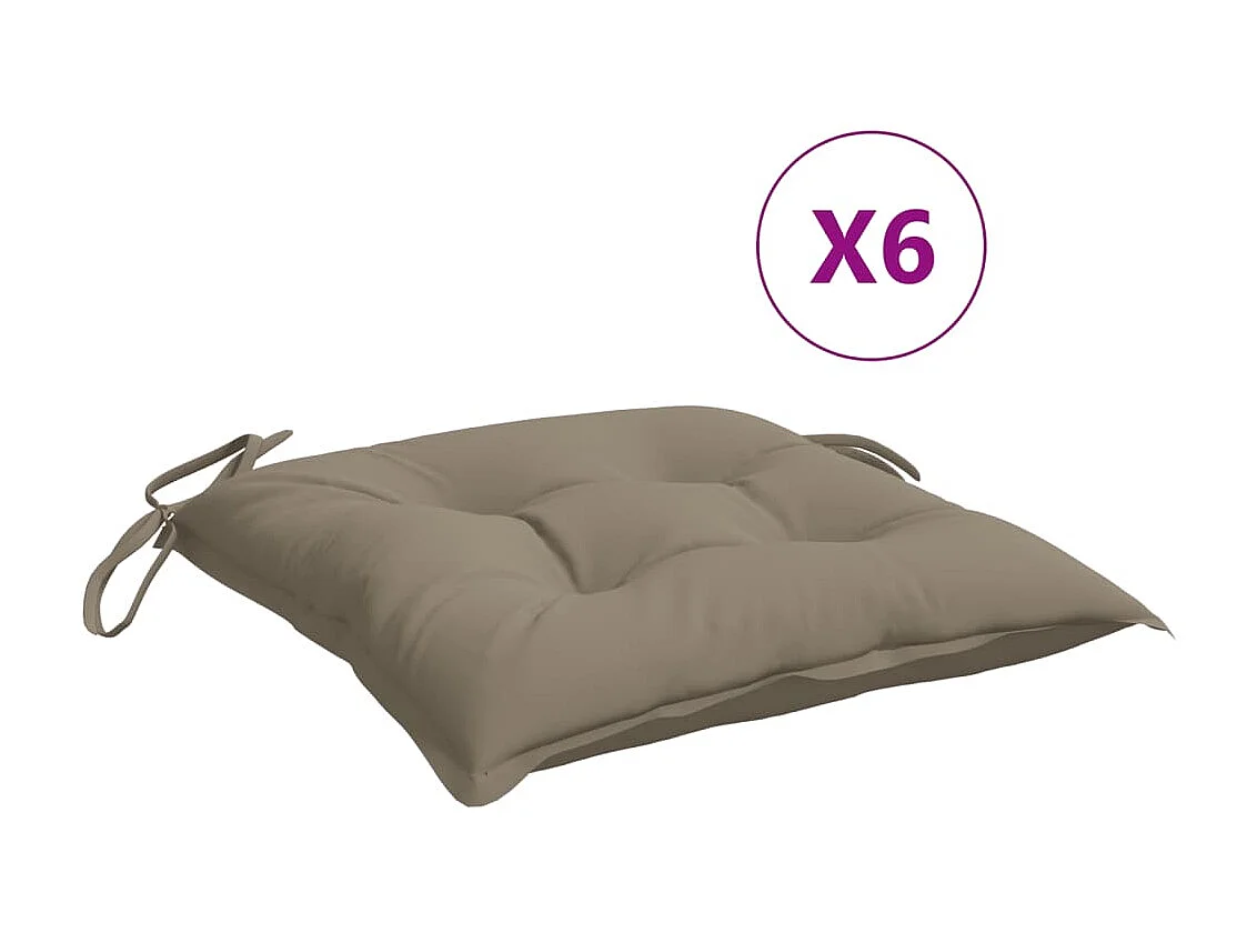 Coussins de chaise 6 pcs, Coussins de siège taupe 50x50x7 cm tissu oxford KLZ95291