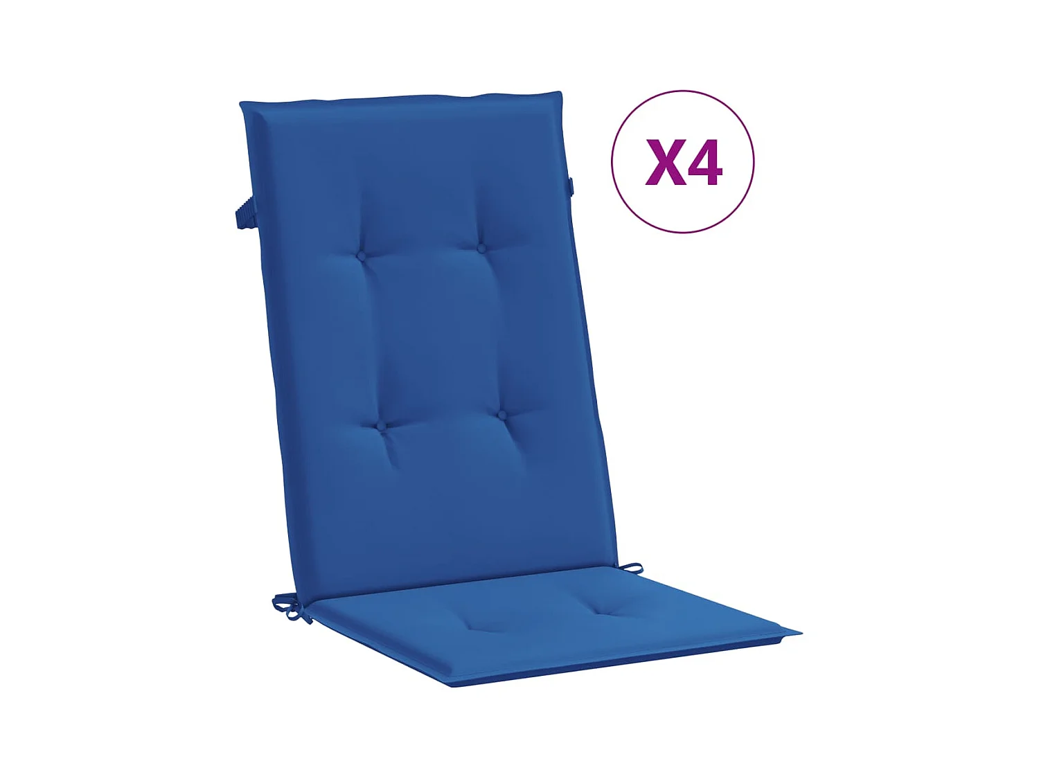 Tuinstoelkussens 4 st hoge rug 120x50x3 cm stof koningsblauw NL814974