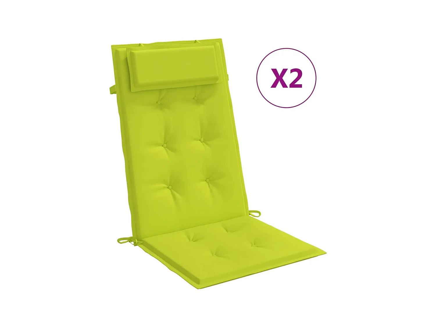 Coussins de chaise à dossier haut Lot de 2 vert vif OFR17971