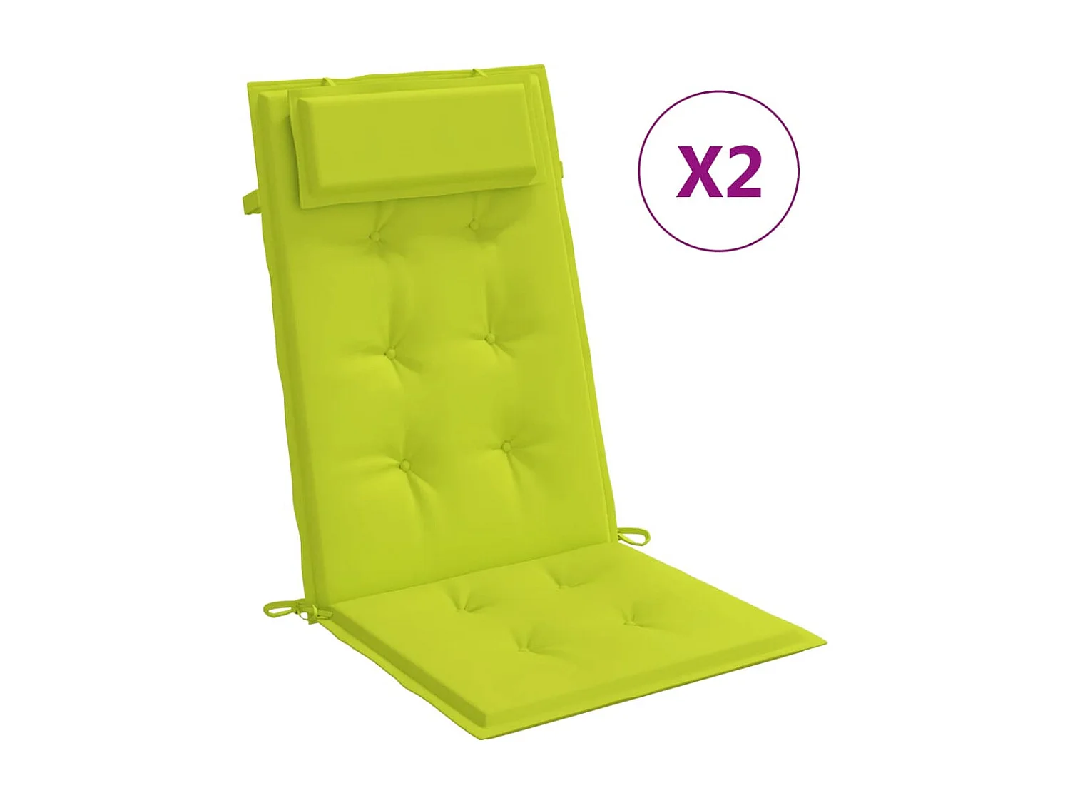Coussins de chaise à dossier haut Lot de 2 vert vif OFR17971