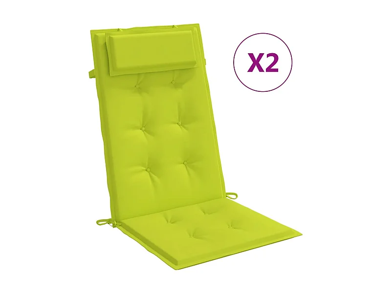 Coussins de chaise à dossier haut Lot de 2 vert vif OFR17971