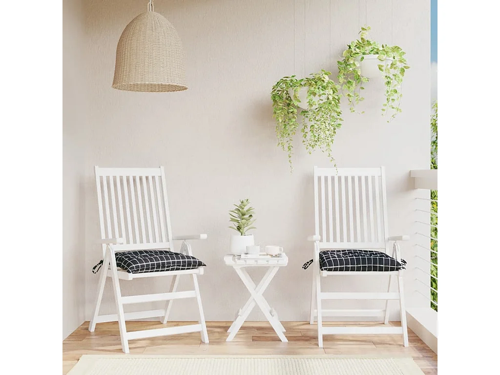 Almofadões p/ cadeira 2pcs 40x40x7cm tecido padrão xadrez preto PT198633