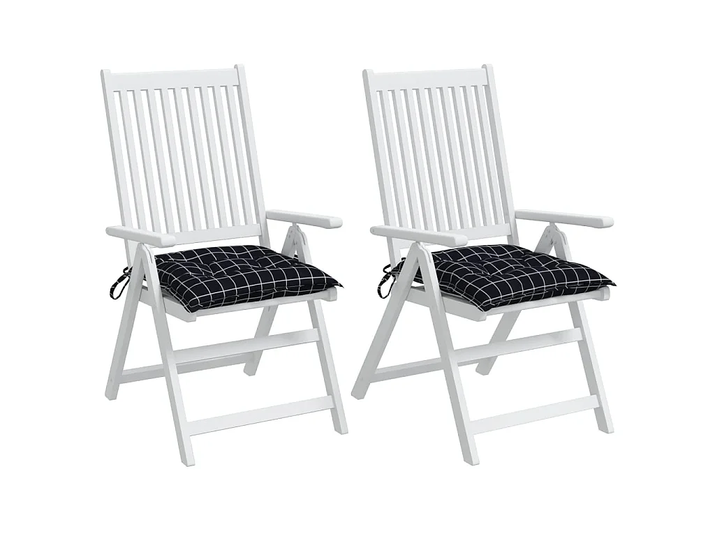 Almofadões p/ cadeira 2pcs 40x40x7cm tecido padrão xadrez preto PT198633