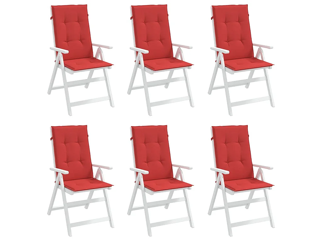 Coussins de chaise de jardin dossier haut Lot de 6 rouge tissu OFR15134
