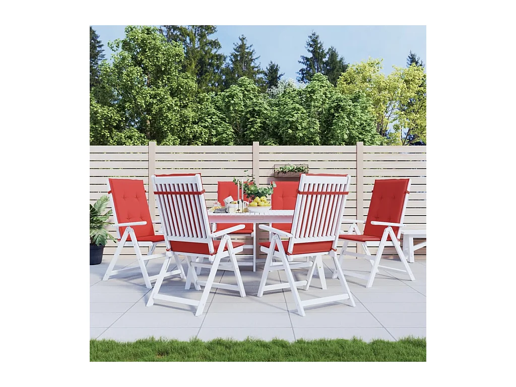 Coussins de chaise de jardin dossier haut Lot de 6 rouge tissu OFR15134