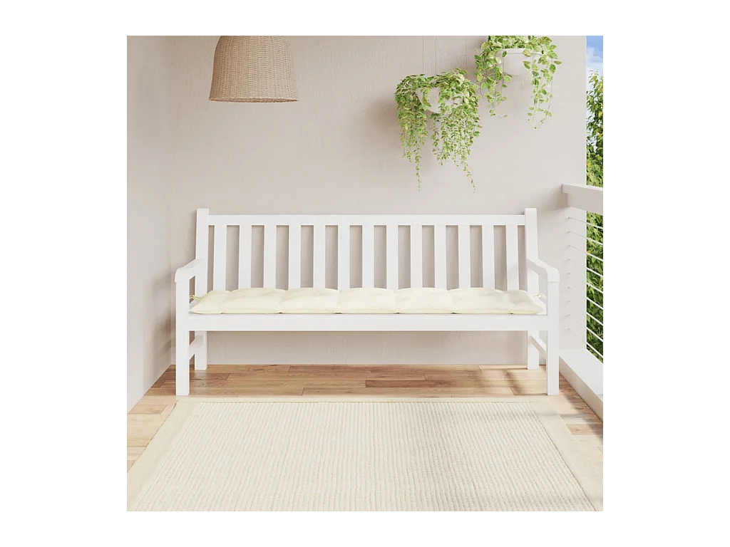 Coussin de banc de jardin blanc crème 180x50x7 cm tissu oxford OFR32108