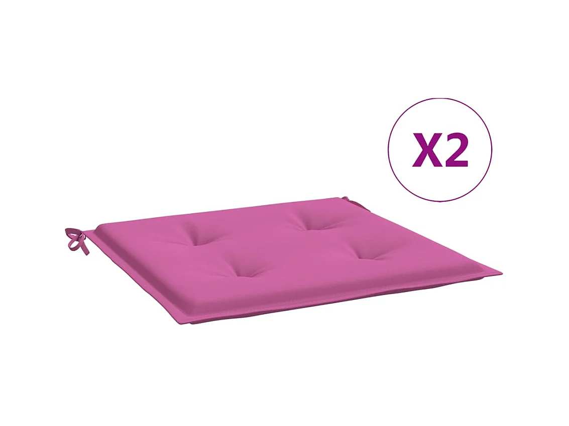 Coussins de chaise de jardin Lot de 2 rose 50x50x3 cm tissu OFR52418