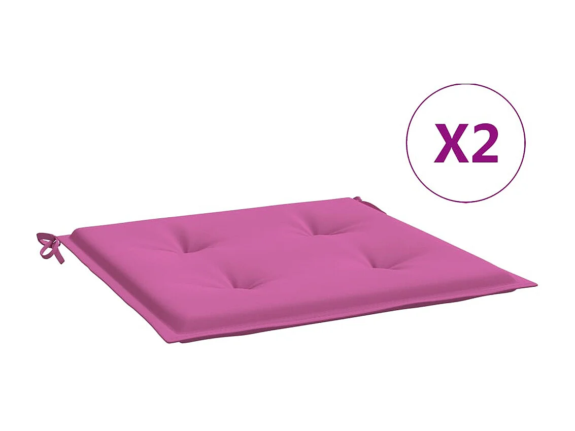 Coussins de chaise de jardin Lot de 2 rose 50x50x3 cm tissu OFR52418