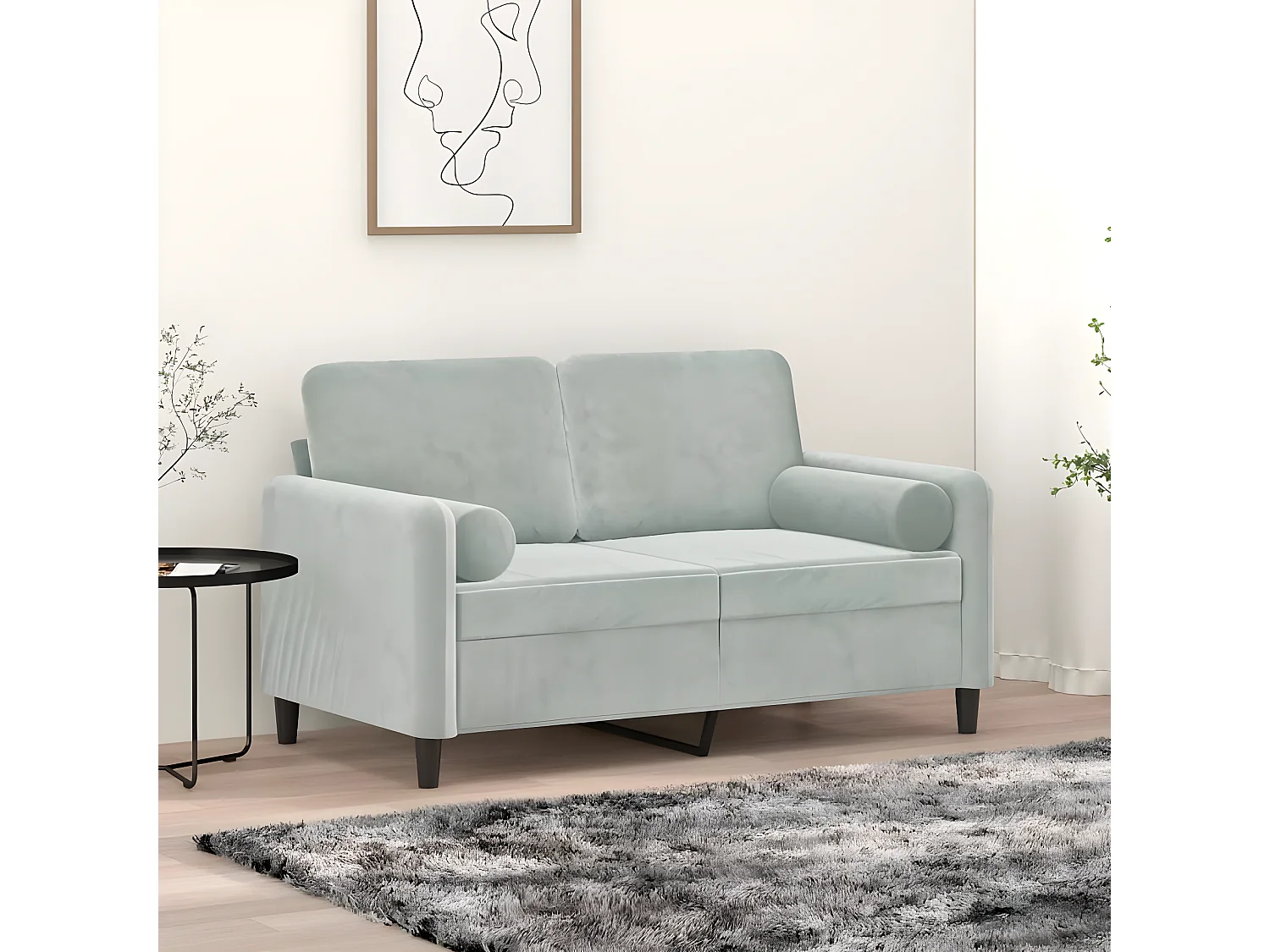 Coussins décoratifs 2 pcs Gris clair Ø15x50 cm Velours OFR64502