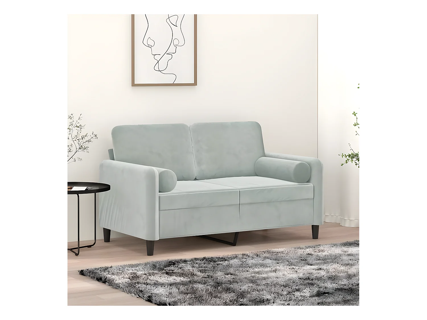 Coussins décoratifs 2 pcs Gris clair Ø15x50 cm Velours OFR64502