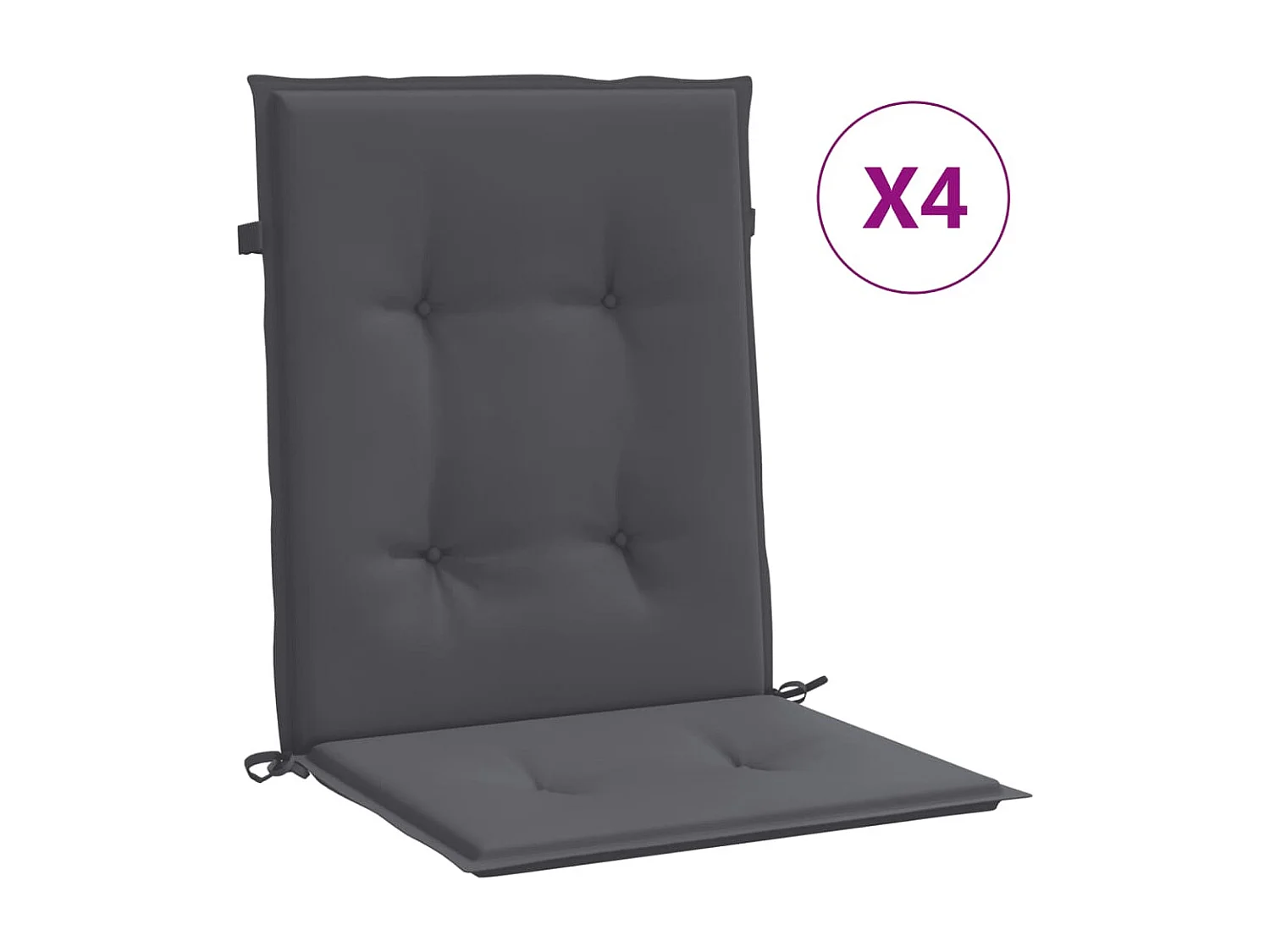 Coussins de chaise de jardin à dossier bas Lot de 4 anthracite OFR17878