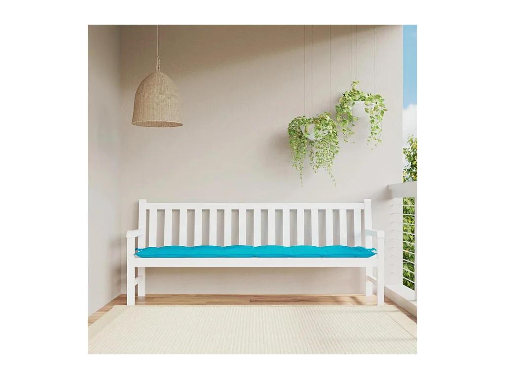 Coussin de banc de jardin turquoise 200x50x7 cm tissu OFR32009