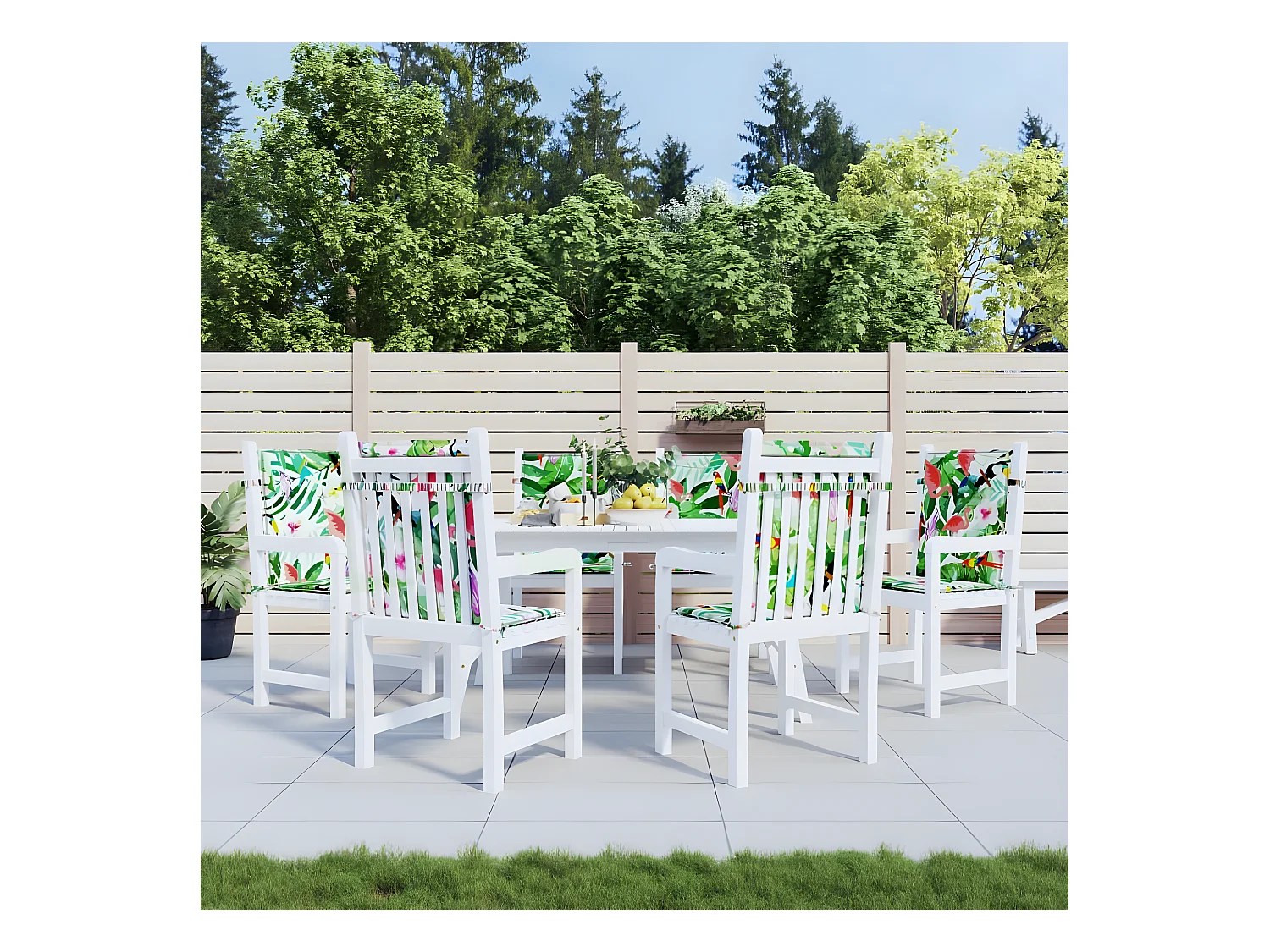 Coussins de chaise à dossier bas Lot de 6 multicolore tissu OFR76707