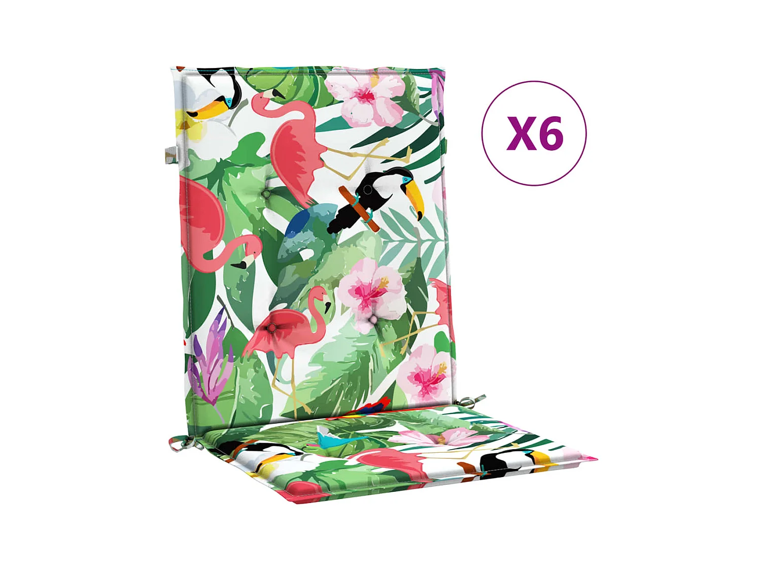 Cojines para silla con respaldo bajo 6 uds tela multicolor ES867204
