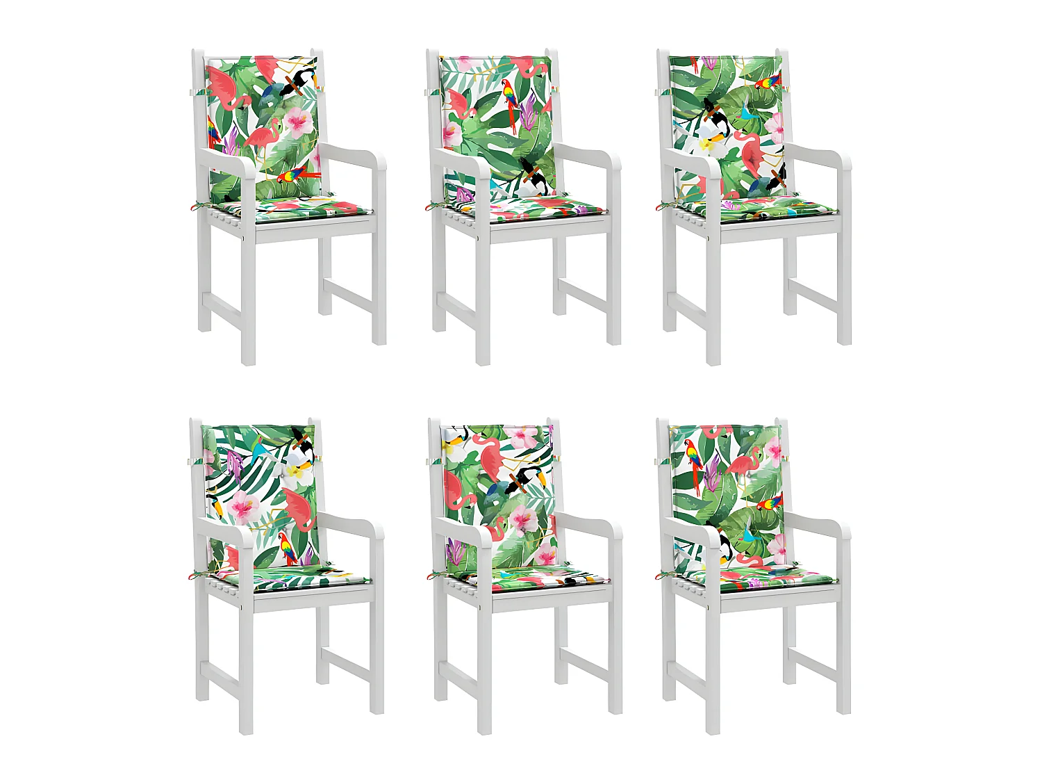 Cojines para silla con respaldo bajo 6 uds tela multicolor ES867204