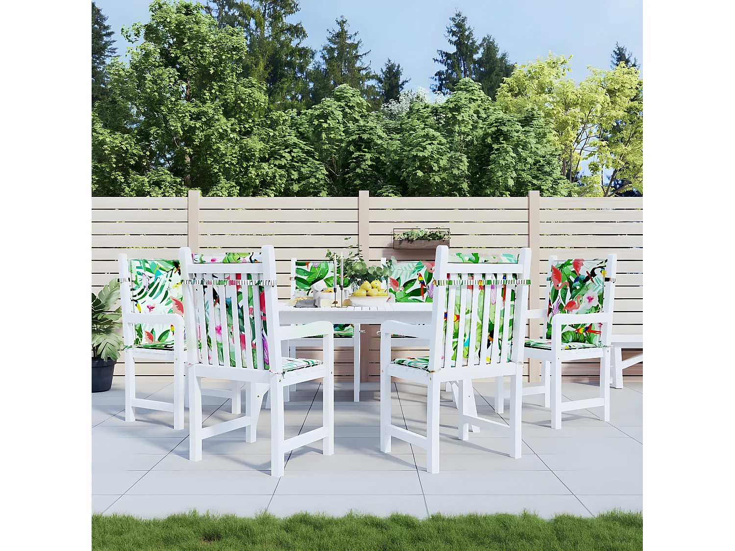 Coussins de chaise à dossier bas Lot de 6 multicolore tissu OFR76707