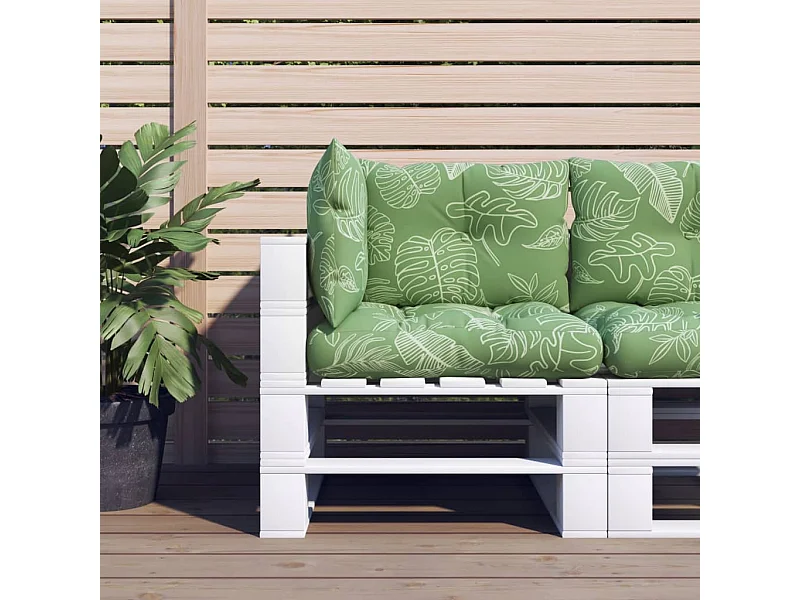 Coussins de palette 3 pcs motif de feuilles tissu Oxford OFR90938