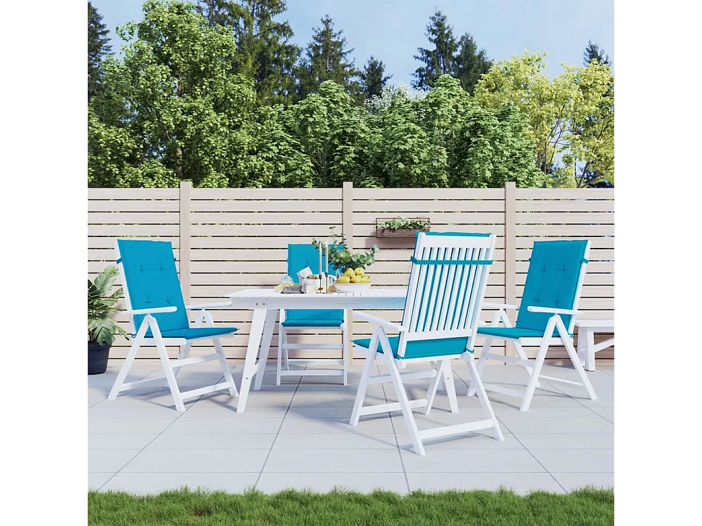 Coussins de chaise de jardin à dossier haut Lot de 4 bleu tissu OFR39085