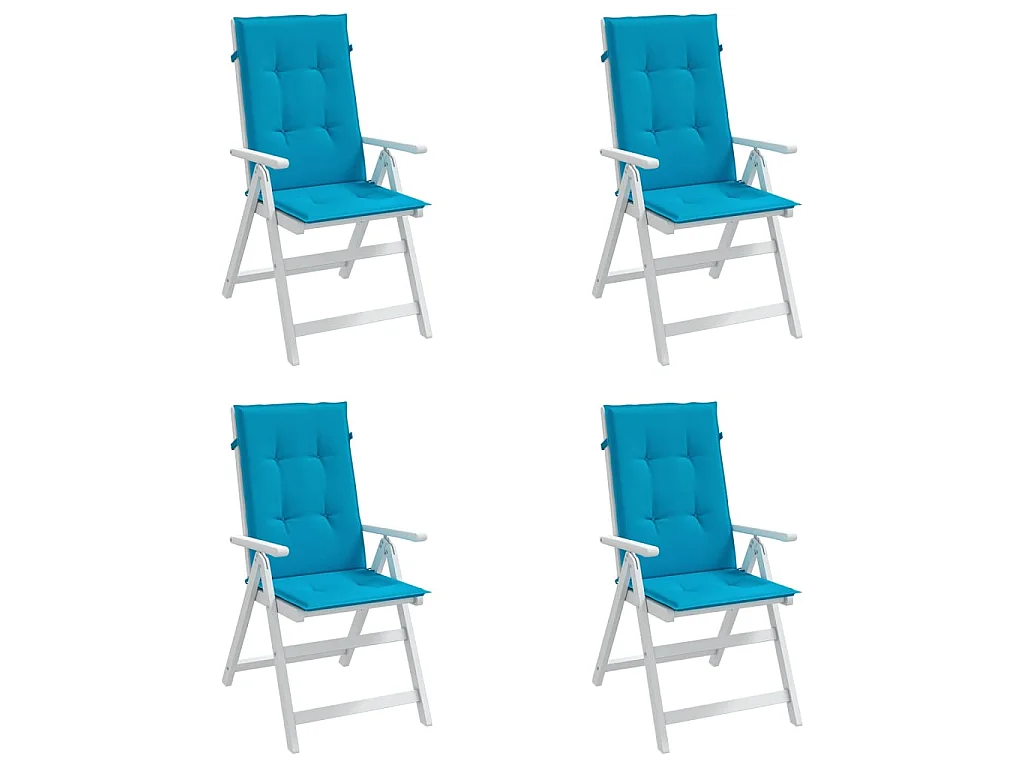 Coussins de chaise de jardin à dossier haut Lot de 4 bleu tissu OFR39085