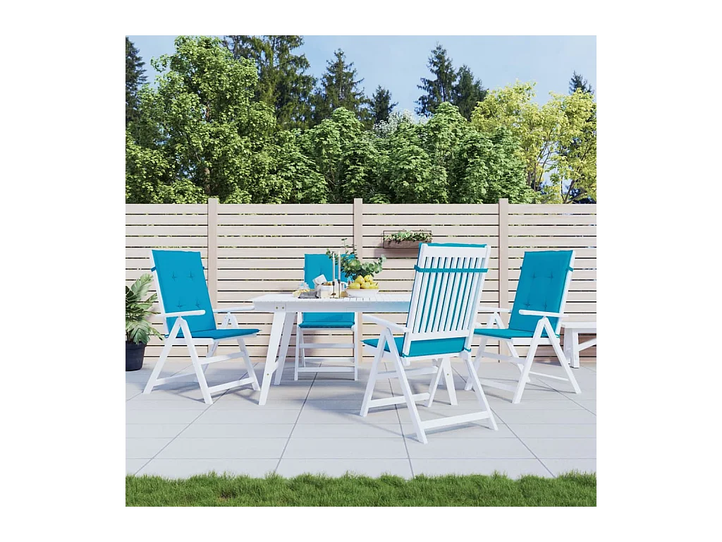 Coussins de chaise de jardin à dossier haut Lot de 4 bleu tissu OFR39085