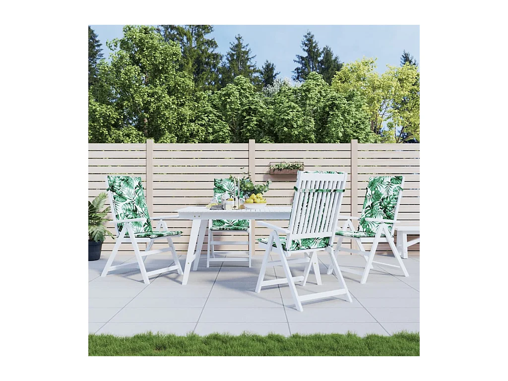 Coussins de chaise à dossier haut 4 pcs modèle de feuille tissu OFR98677