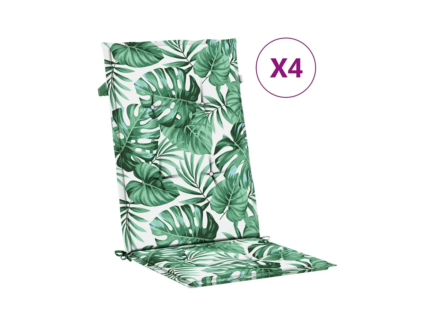 Stoelkussens 4 st hoge rug bladpatroon stof NL611963