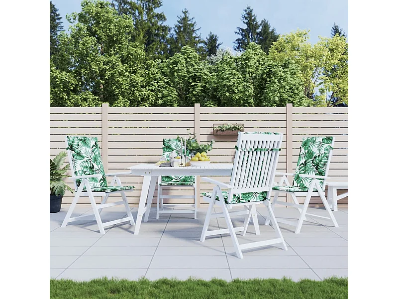 Coussins de chaise à dossier haut 4 pcs modèle de feuille tissu OFR98677