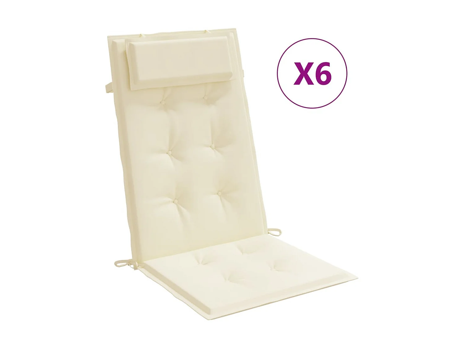 Coussins de chaise à dossier haut Lot de 6 crème tissu oxford OFR12899