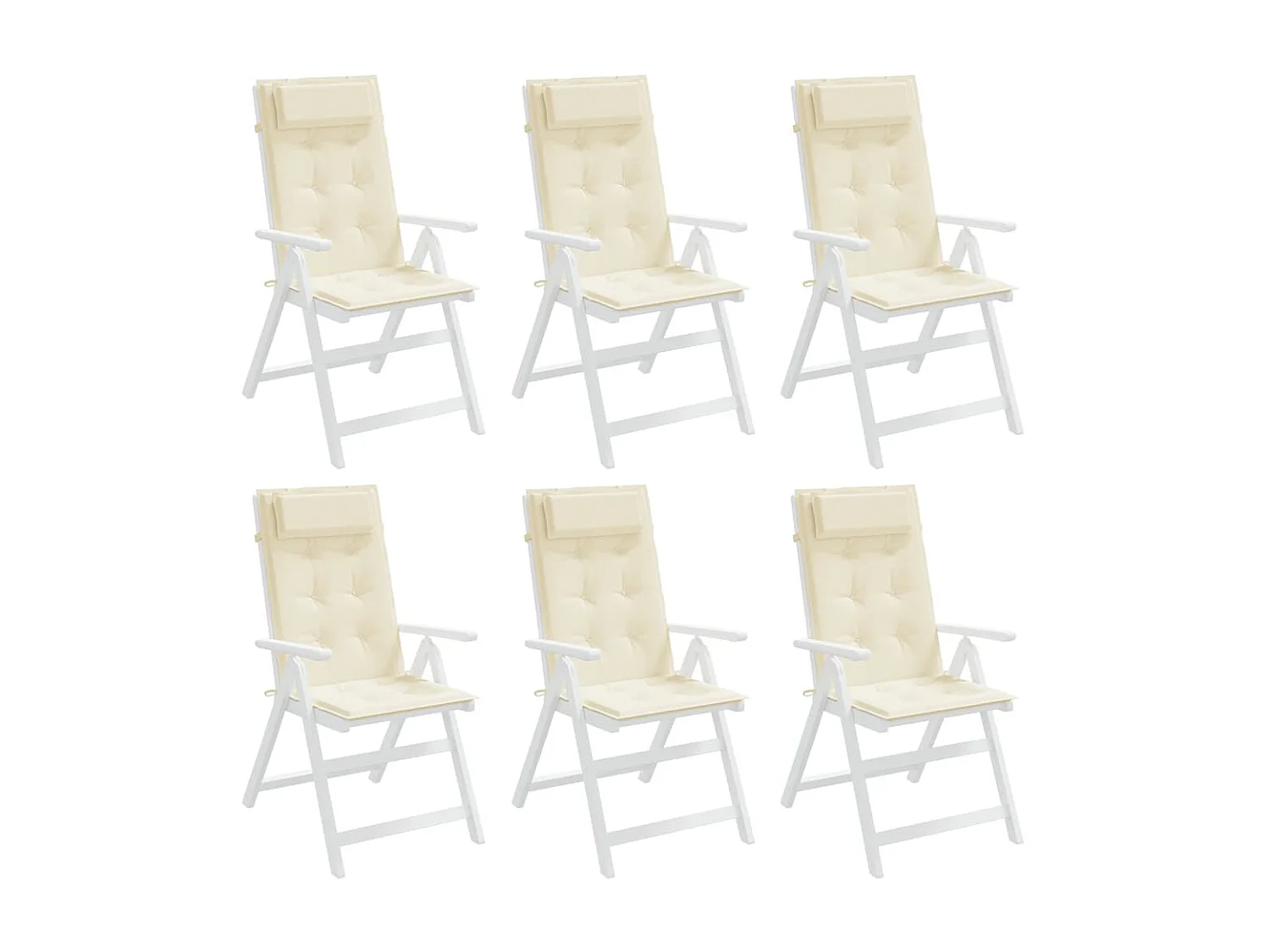 Coussins de chaise à dossier haut Lot de 6 crème tissu oxford OFR12899
